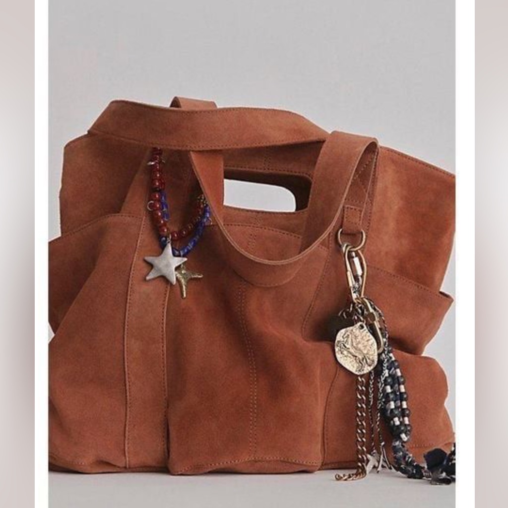 Free People Caravan Suede Tote Nwot In Saddle